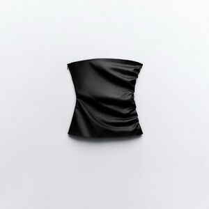 Zara Black Faux Leather Top
